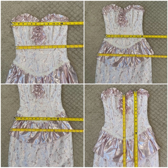 1980s Scott McClintock Metallic Pink & Lace Dress (A8) - Picture 11 of 14